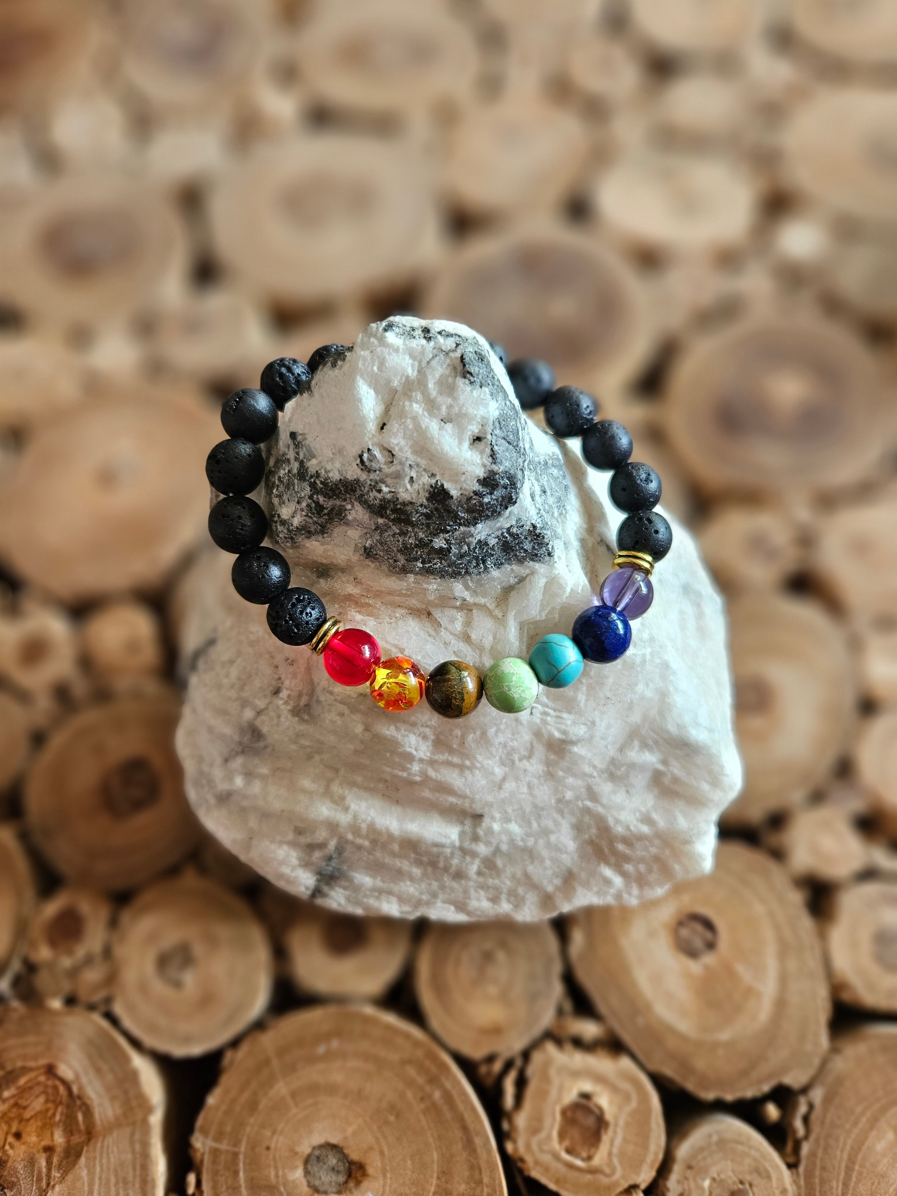 Chakra-Armband mit Lava-Steine