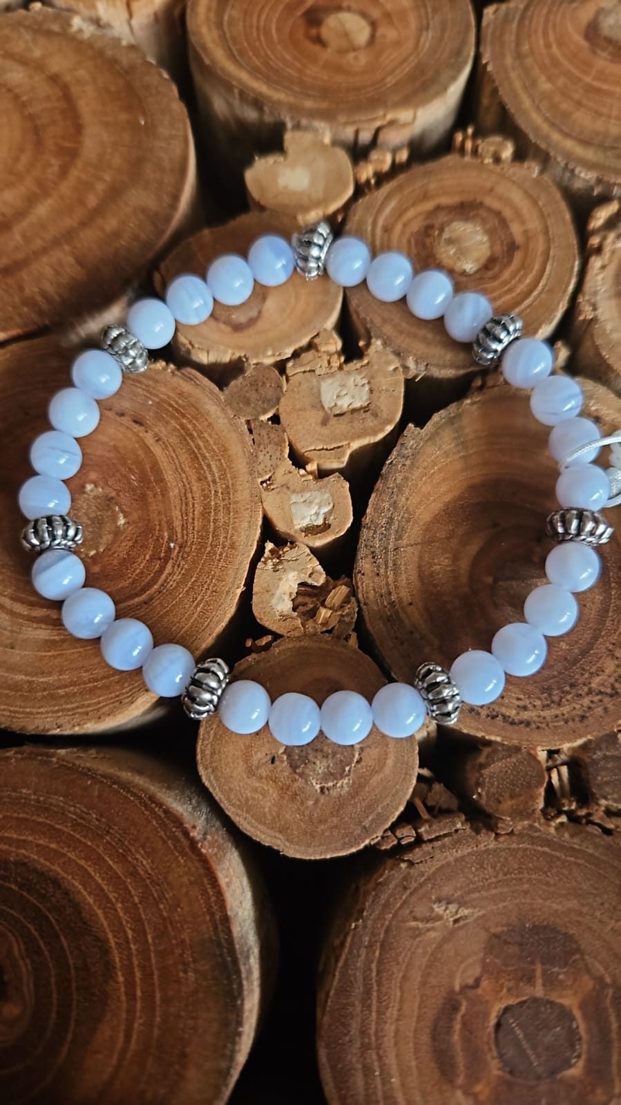 Blauer Chalcedon Armband 6mm und 8mm