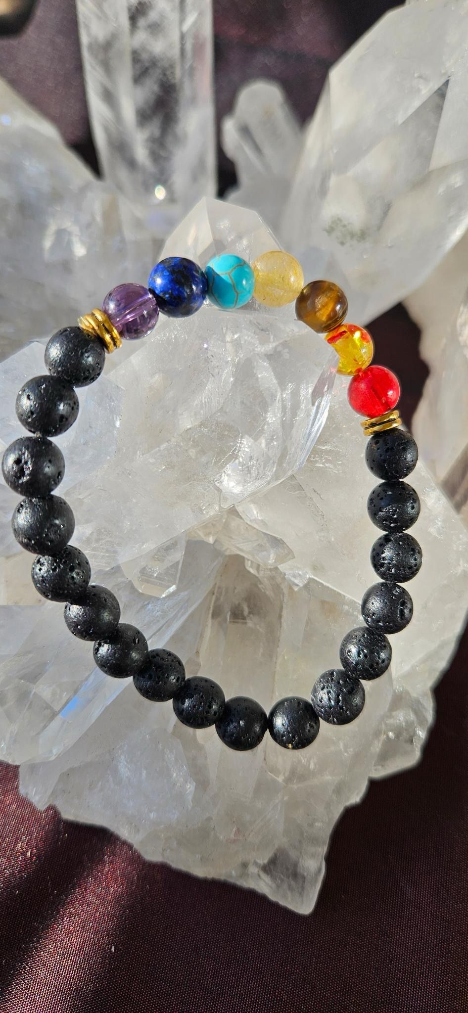 Chakra-Armband mit Lava-Steine