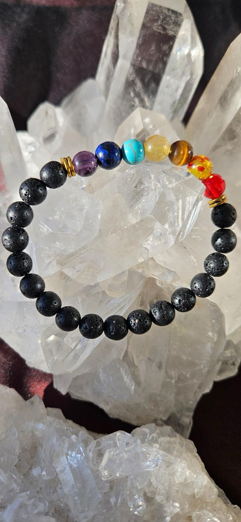 Chakra-Armband mit Lava-Steine