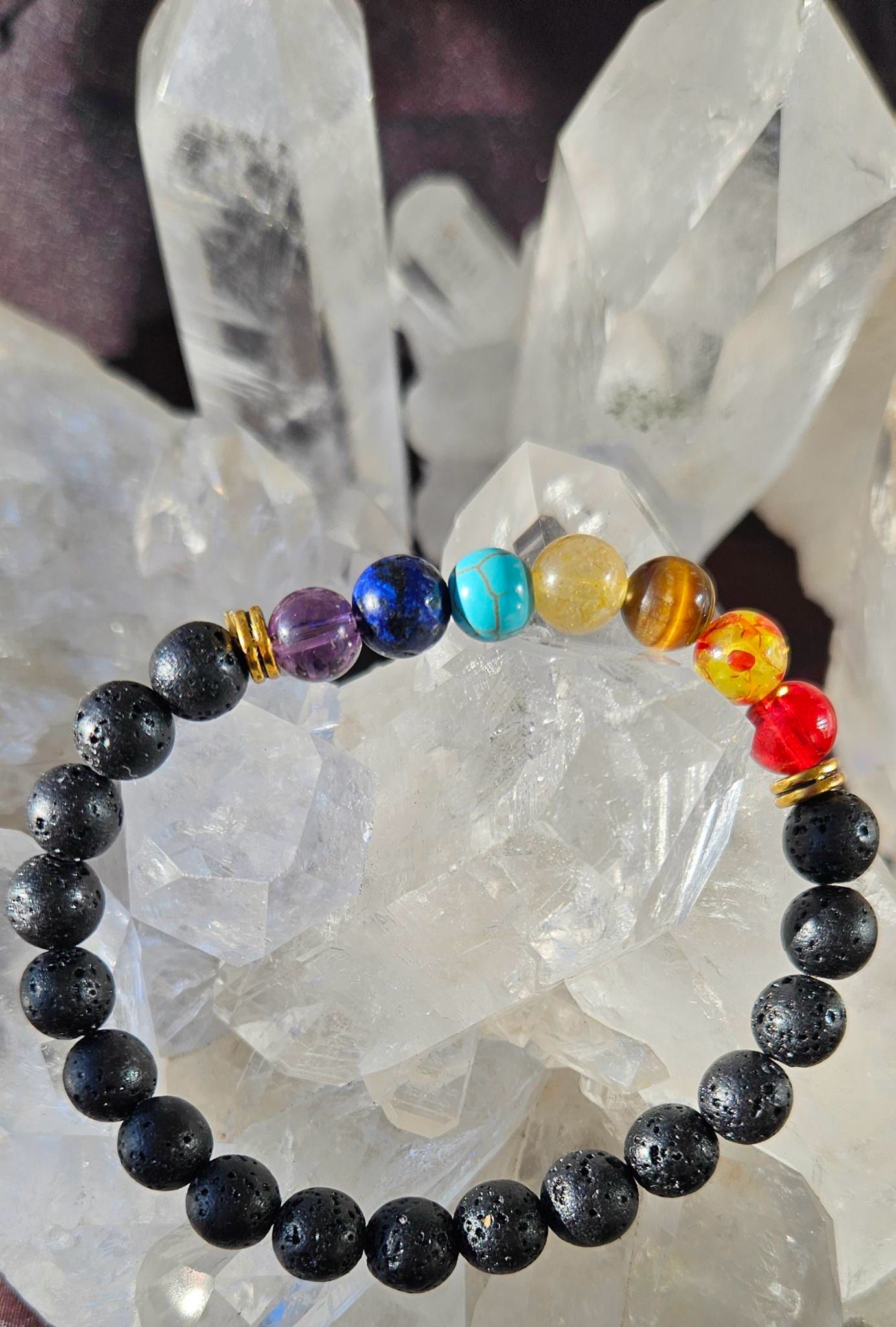 Chakra-Armband mit Lava-Steine