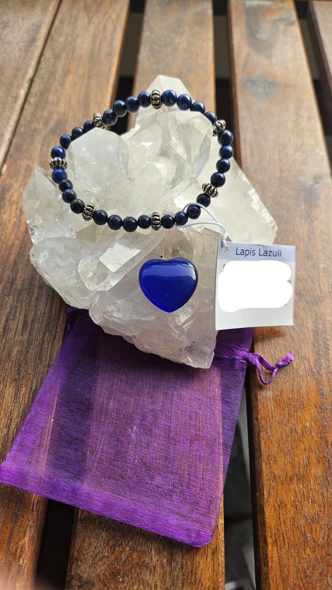 Geschenkset - Lapis Lazuli Armband und Herzstein aus Wasserstein