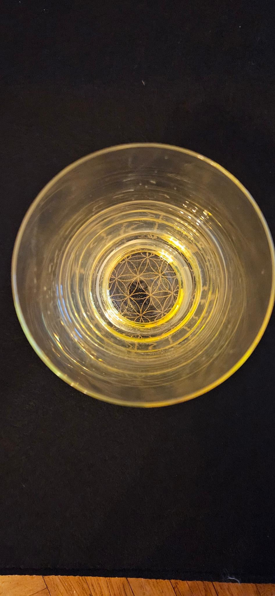 Glas-Untersetzer Blume des Lebens gold Ø 9cm