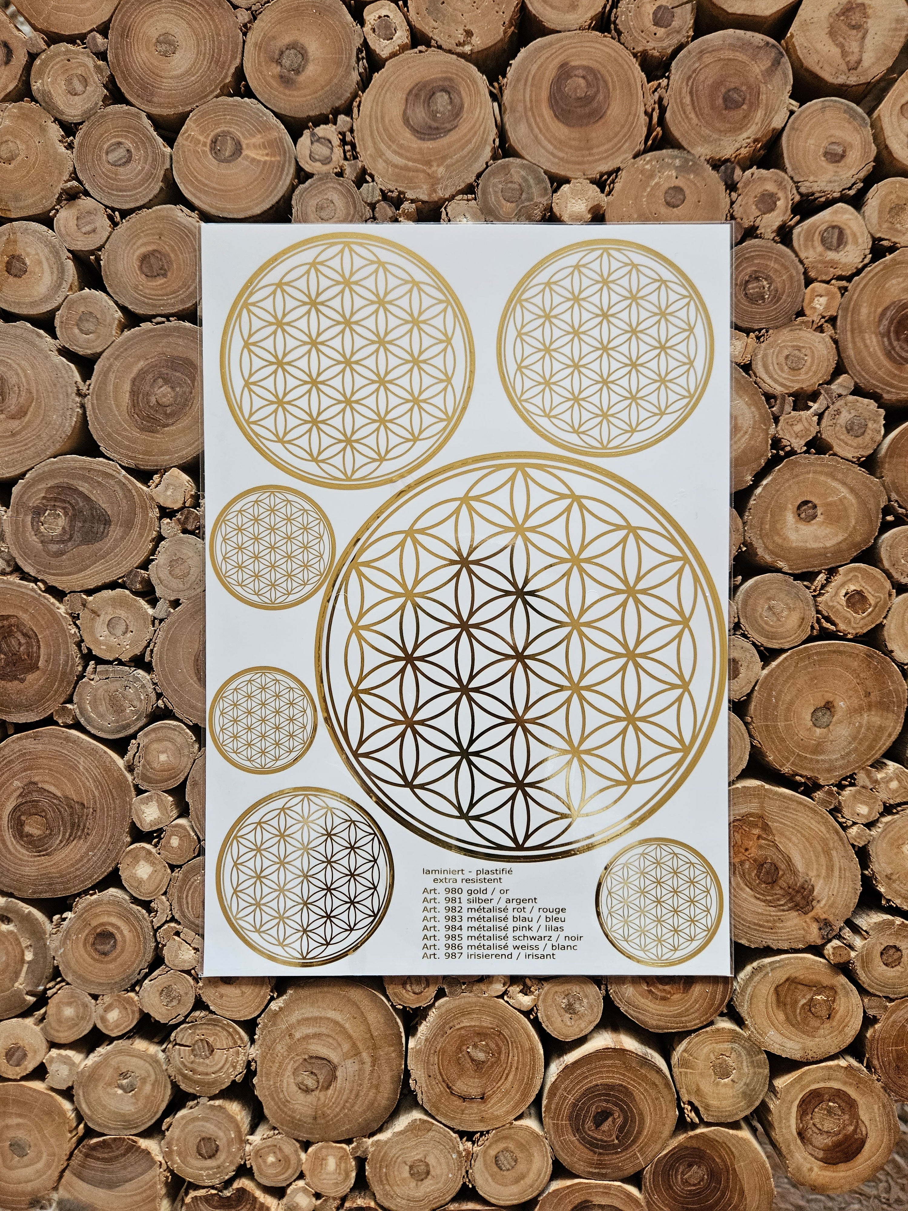 Aufkleber / Sticker Blume des Lebens A4 in Gold